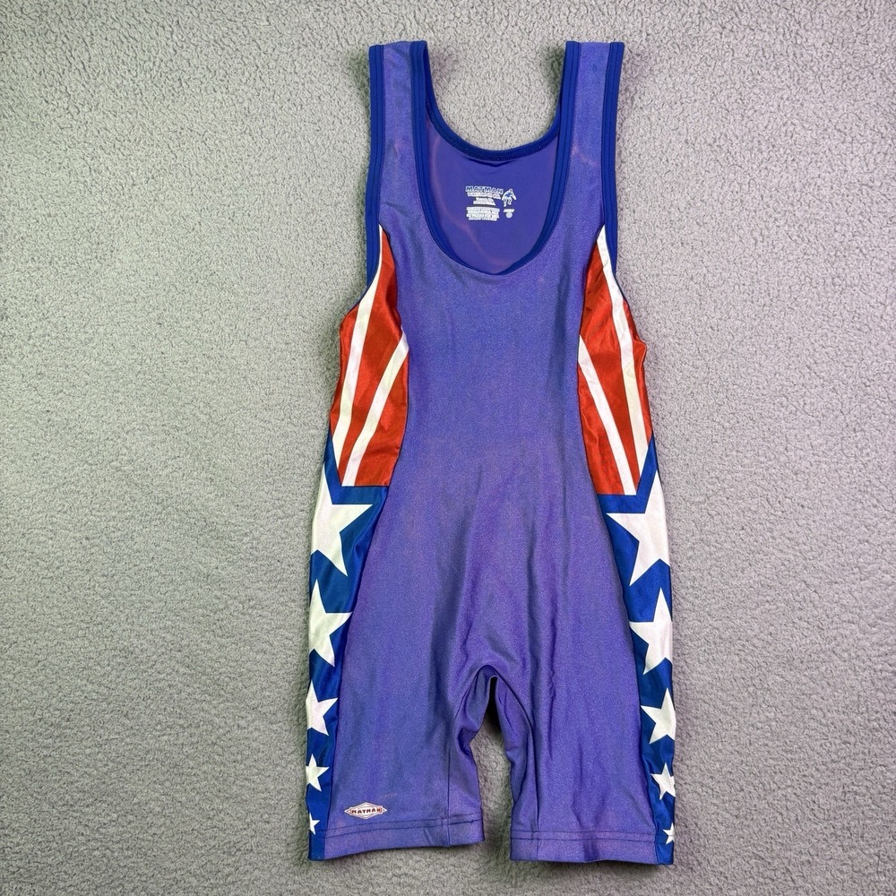 Matman Wrestling Singlet Adult XS USA American Flag Purple Olympic
